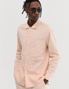Asos White Two-piece Loose Fit Shirt In 100% Hemp - Pink