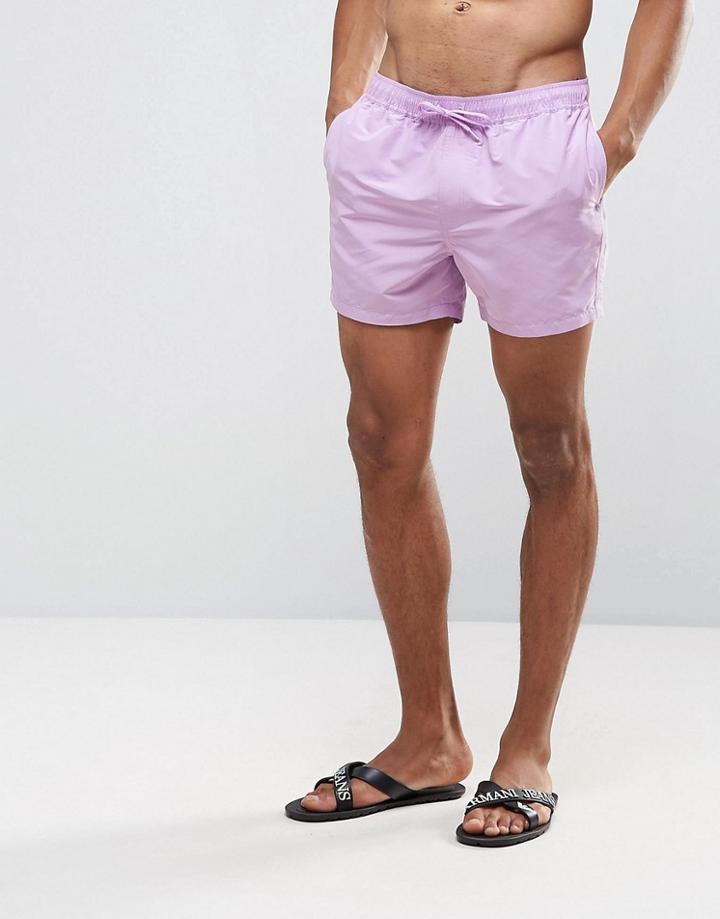Asos Swim Shorts In Lilac Short Length - Purple
