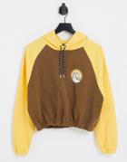 Quiksilver Pray For Wave Cropped Hoodie In Brown/yellow