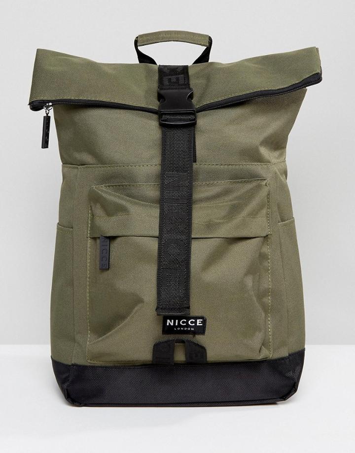 Nicce London Rolltop Backpack In Khaki - Stone