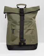 Nicce London Rolltop Backpack In Khaki - Stone