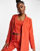 Missguided Set Boyfriend Blazer In Rust-red