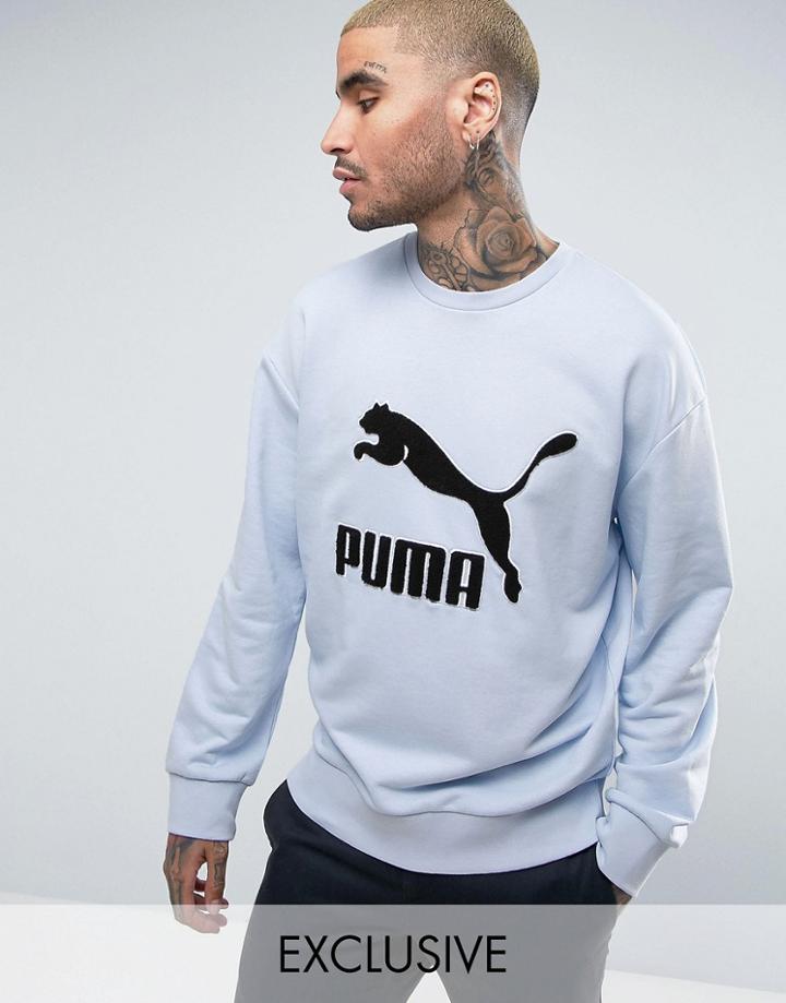 Puma Vintage Logo Sweat In Blue Exclusive To Asos - Blue
