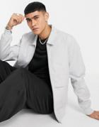 Asos Design Essential Harrington Jacket In Light Gray-grey
