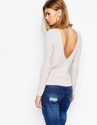 Daisy Street Rib Turtle Neck Top With Cut Out Low Back - Gray