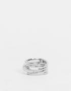 Asos Design Ring In Chunky Ribbed Design In Silver Tone