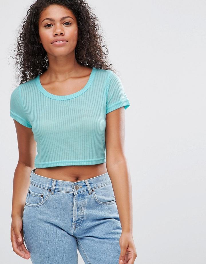 Brave Soul Crop Rib T-shirt - Green