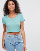 Brave Soul Crop Rib T-shirt - Green