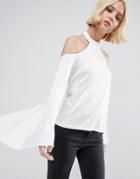 Asos Top In Crepe With Pretty Drape Sleeves - White