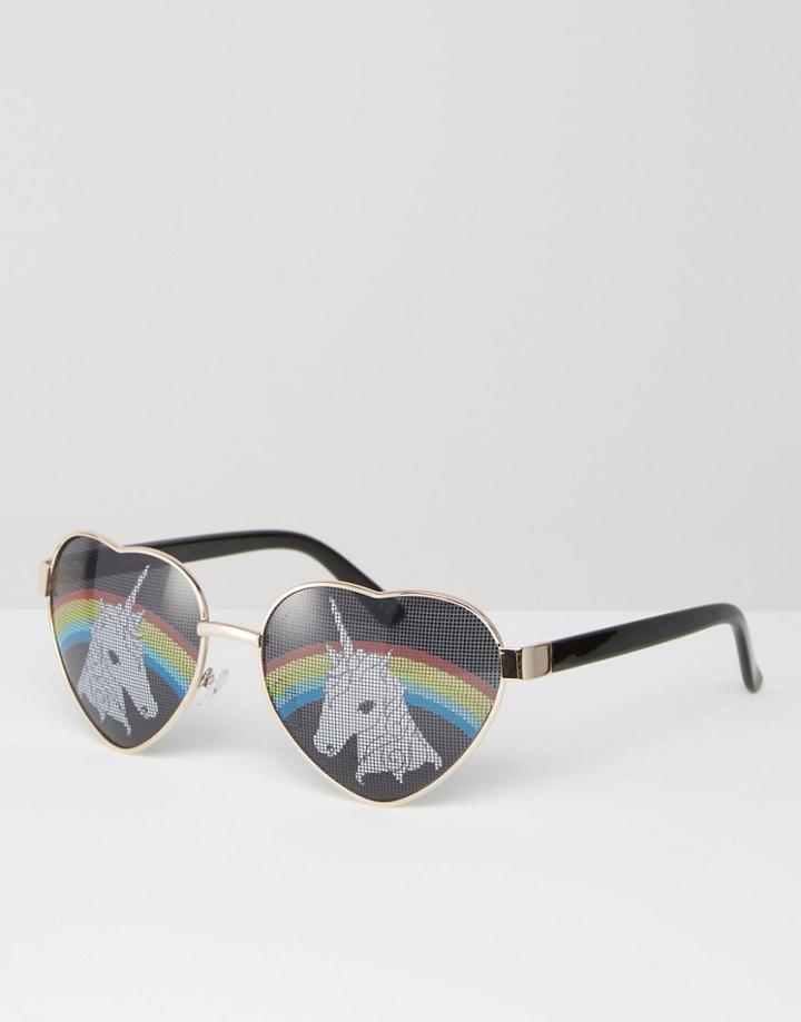 Asos Heart Shape Unicorn Glasses - Gold
