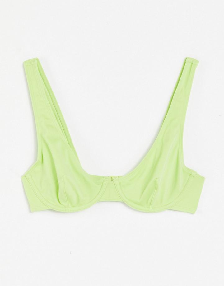 Monki Minelli Recycled Underwire Bikini Top In Green