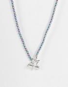 Reclaimed Vintage Inspired Unisex Short Necklace With Star T Bar In Mini Dark Faux Pearl-multi