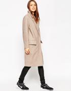 Asos Coat In Oversized Fit With Drop Lapel - Oatmeal