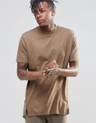Asos Super Longline T-shirt With Curved Back And Straight Front - Coco Brown