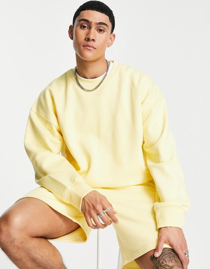 Topman Oversized Sweatshirt In Pale Yellow - Part Of A Set