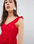 New Look Frill Crop Top - Red