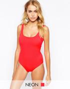 Seafolly Exclusive To Asos Shimmer Tank Low Back Mailout Swimsuit - Red