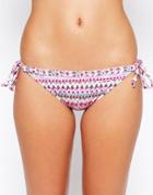 Marie Meili Tonga Tie Side Bikini Bottom - Bright Pink Graphic