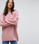 Asos Tall Sweater In Oversized With Crew Neck - Pink