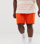 Asos Design Plus Slim Denim Shorts In Orange