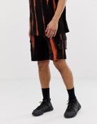 Liquor N Poker Stripe Tie Die Long Short In Orange-black