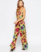 Love Palazzo Pants In Floral Print - Yellow Floral