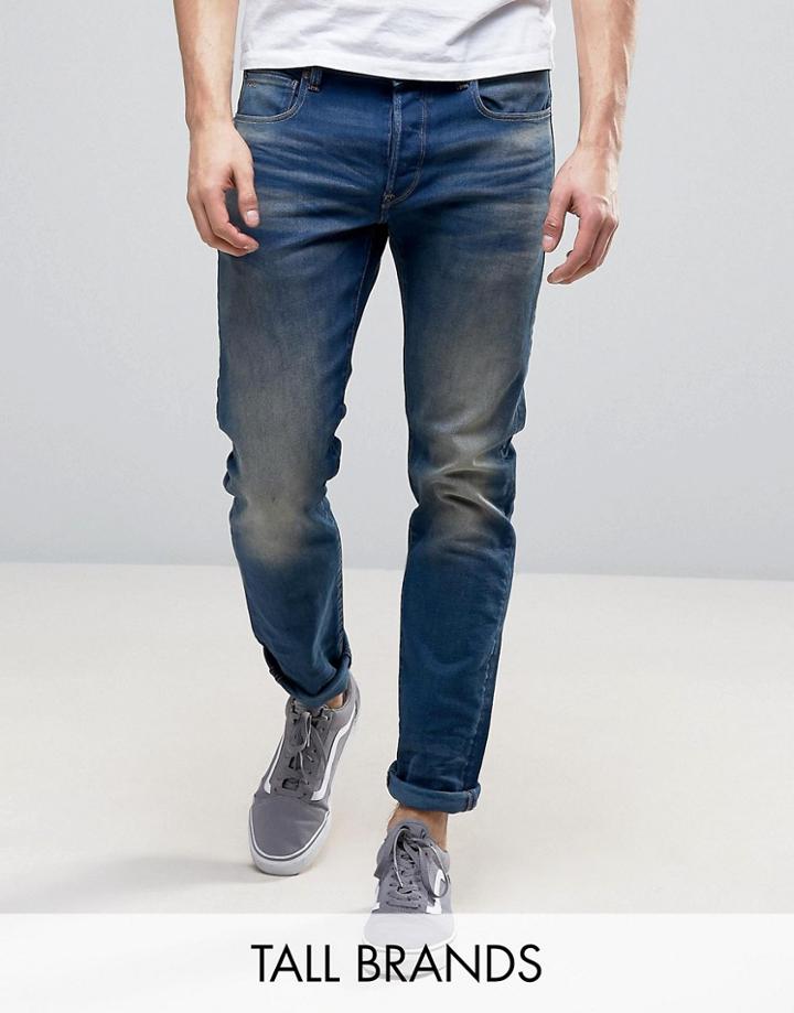 G-star Tall Jeans 3301 Slim Fit Firro Medium Aged Vintage Wash - Blue