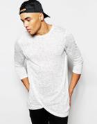 Asos Knitted Nep Jersey Longline Long Sleeve T-shirt - Gray