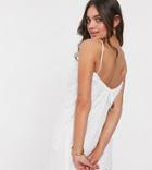 Asos Design Petite Broderie Low Back Mini Sundress In White