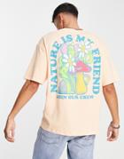 Jack & Jones Originals Oversized T-shirt With Nature Back Print In Orange