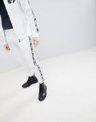 Money Stripe Tricot Track Pant In White With Contrast Side Stripe - White