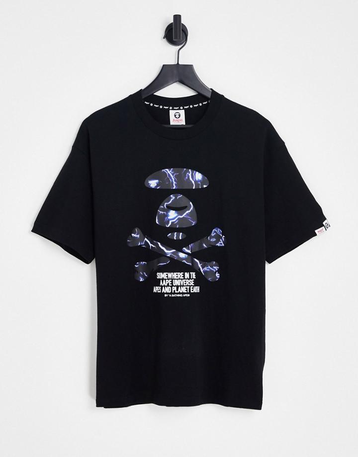 Aape By A Bathing Ape Cross Bone Lightning Print T-shirt In Black