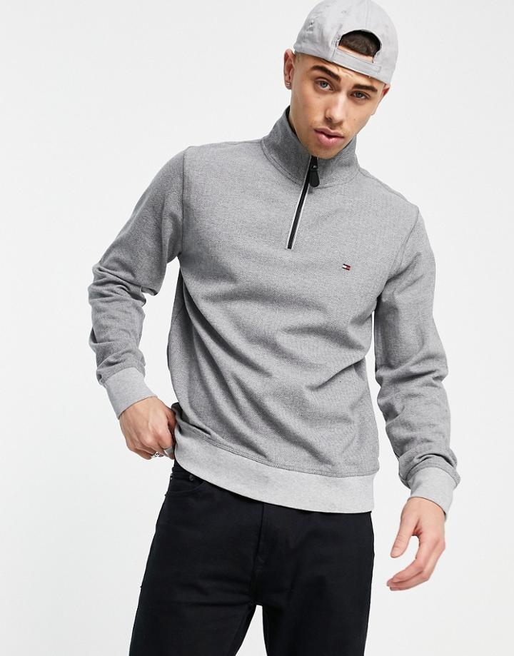 Tommy Hilfiger Herringbone Mock Sweater-grey