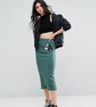 Asos Design Tall Midi Sweat Skirt With Badging Detail