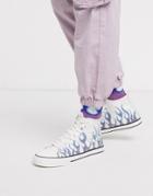 Asos Design High Top Sneakers With Flame Print Two-piece-white