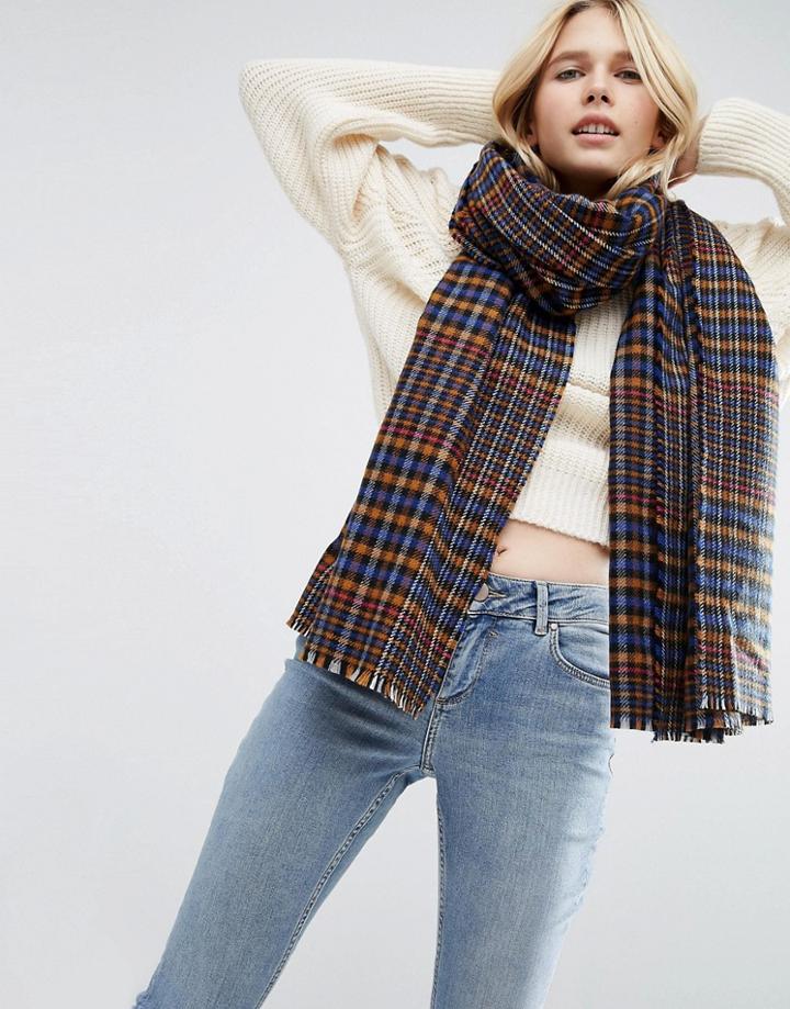 Asos Tweed Check Long Scarf - Multi