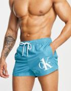 Calvin Klein Large Icon Logo Swim Shorts In Green