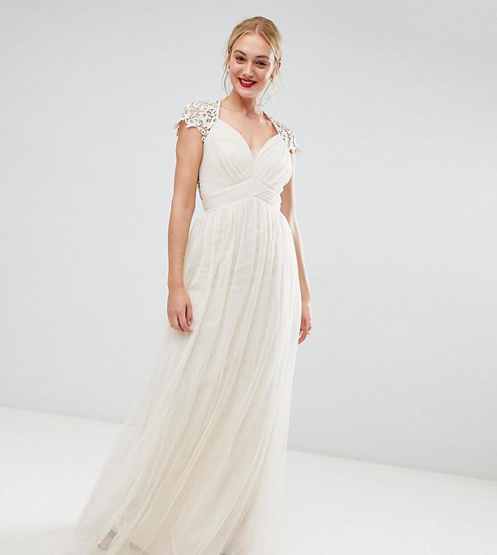 Little Mistress Tall Maxi Dress With Lace Back-cream