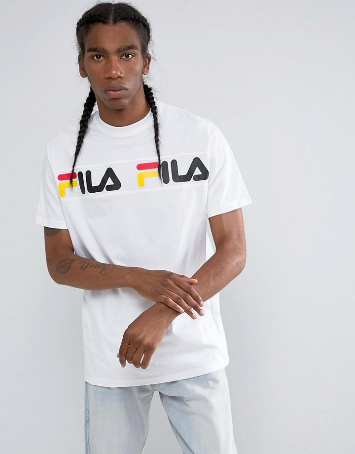 Fila Black T-shirt With Repeat Panel Logo In White Exclusive To Asos - White