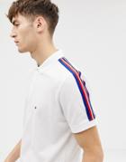 Tommy Hilfiger Regular Fit Striped Shoulder Polo Shirt - White