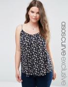 Asos Curve Cami Top In Ditsy Floral Print - Multi
