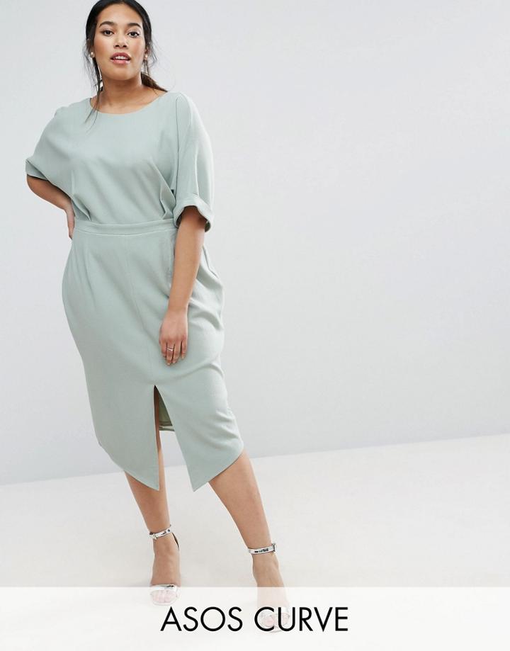 Asos Curve Smart Midi Dress - Green