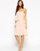 Asos Wedding Ruffle Dress With Tie Side Detail - Cream