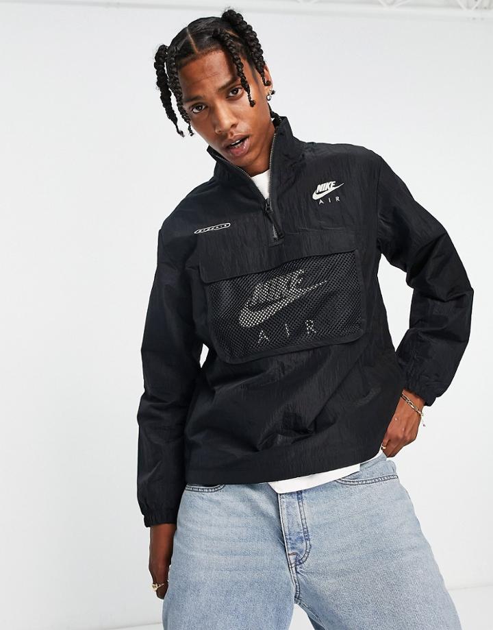 Nike Air Woven Lined Half-zip Overhead Panelled Jacket In Black