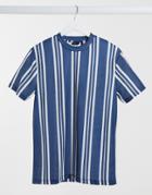 Asos Design Short Sleeve Stripe T-shirt In Navy And White