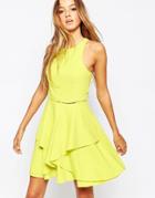 Adelyn Rae Layered Skater Dress - Yellow