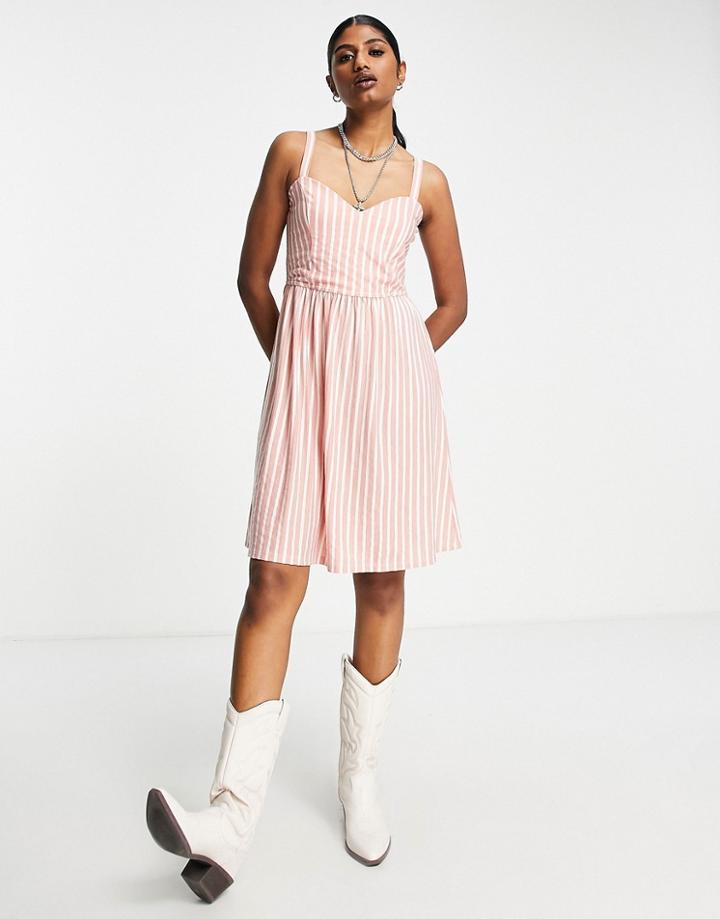 Only Sharon Jersey Mini Skater Dress In Rose-pink