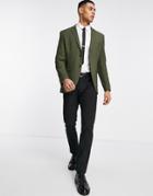 Jack & Jones Premium Super Slim Fit Stretch Wool Mix Suit Jacket In Green