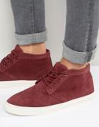 Pull & Bear Suede Desert Boot With Sneaker Sole In Burgundy - Red