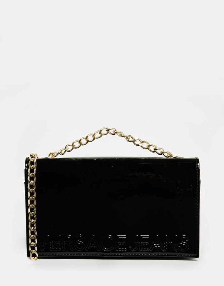 Versace Jeans Black Patent Envelope Crossbody Bag - 899